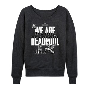 Women's - Marvel - We Are Deadpool Doodles Lightweight French Terry Wide Neck Long Sleeve Shirt - 1 of 4