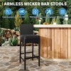 Outdoor Bar Stool Set of 2, Counter Height Bar Chair with Soft Cushion & Ergonomic Footrest, Rattan Barstool Set for Patio Pool - 3 of 4