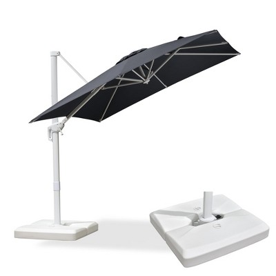 PURPLE LEAF Patio Umbrella White Cantilever Offset Umbrella Square Outdoor Umbrella with 360-degree Rotation for Garden Deck Pool