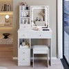 Makeup Vanity Desk with Mirror and LED Lights, Vanity Table Set with 6 Drawers & Open Shelves & Cushion Stool - 4 of 4