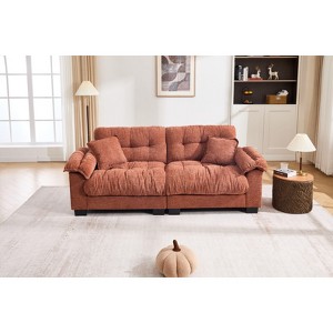 Kumasinova 90" Casual 3-Seater Pleated Sofa,Chenille Fabric Modern Sofa with Dense Foam and Spring Support,Sofa for Living Room,Conference Room - 1 of 4