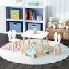 3PCS Kid Table Set with  2 Chairs, Rabbit Toddler Table and Chair Set Wooden Children Activity Play Table Set , White+Natural- ModernLuxe - 2 of 4