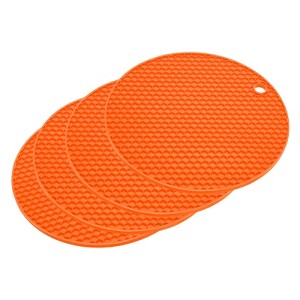 Unique Bargains Silicone Heat Resistant Non-slip Flexible Trivets 7.08" x 7.08” x 0.57" 4 Pcs - 1 of 4