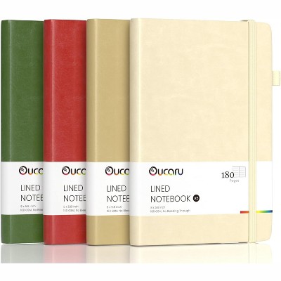 Lined Journal Notebook, 4 Pack, 180 Pages, A5 Journals for Writing, 100 GSM Thick Paper Business, School, Travel Supplies