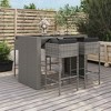vidaXL-Gray Poly Rattan Outdoor Bar Set, Includes Comfort Cushioned Stools, Durable Weather-Resistant Material, Perfect for Patio and Garden Setting - 2 of 4
