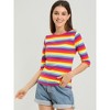 INSPIRE CHIC Women's Elbow Sleeves Boat Slim Fit Casual Stripe Animal Print Multi Floral Pattern T-Shirt - 4 of 4