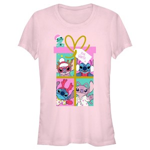 Juniors Womens Lilo & Stitch Gift For Santa T-Shirt - 1 of 4