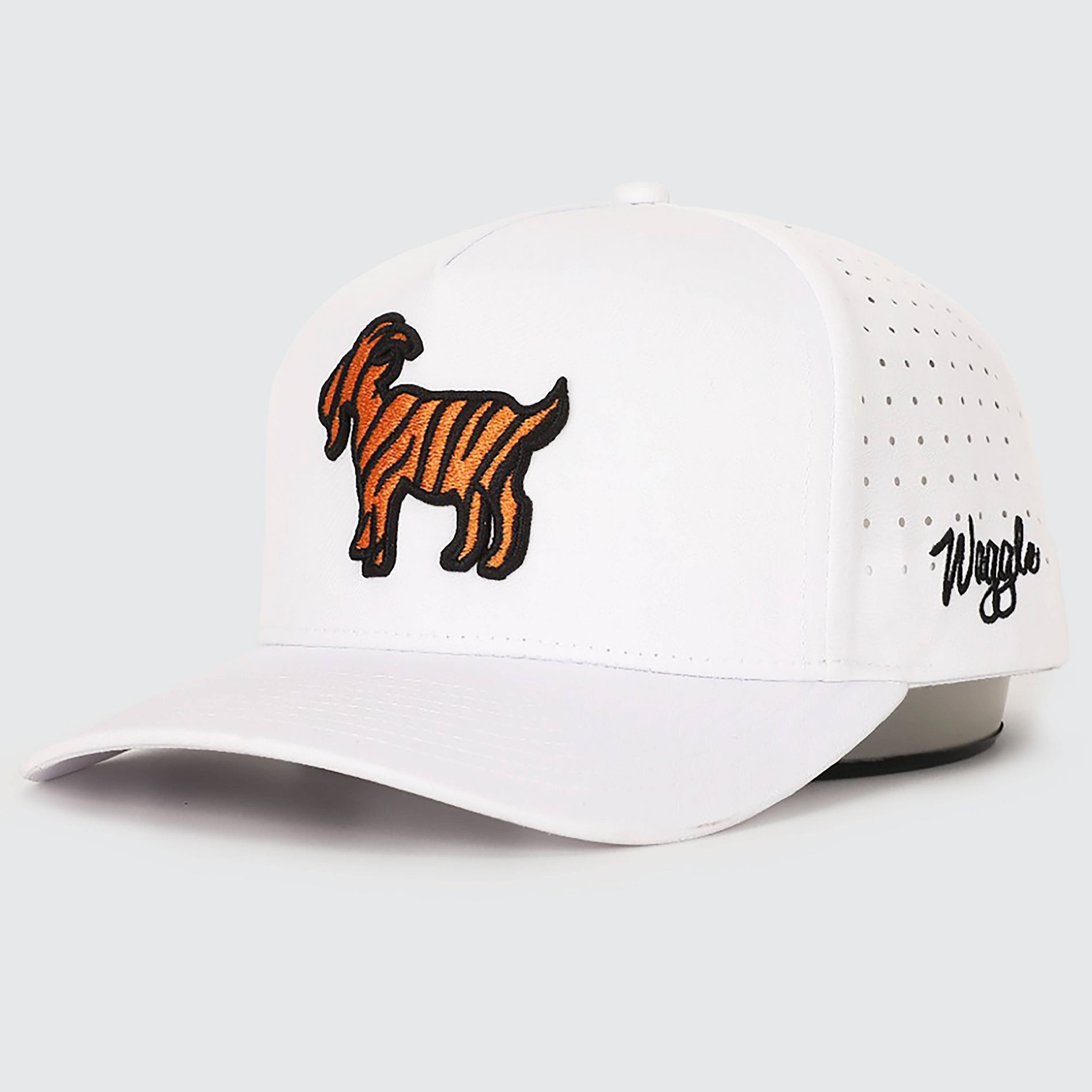 Waggle The Goat Hat - White: Back Snap Adjustable Baseball Cap