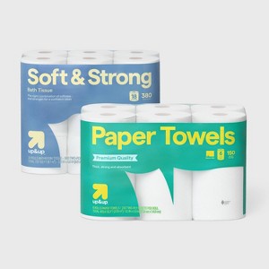 150 sheets/6 Rolls Paper Towels + 18 Rolls Toilet Paper - up&up™ - 1 of 4
