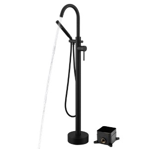 Sumerain Freestanding Bathtub Faucet Matte Black Floor Mounted Tub Filler with Handheld Shower - 1 of 4