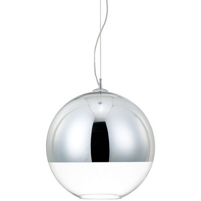 Large Chrome and Clear Glass Globe Pendant Light