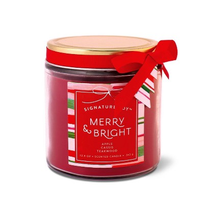 12.8oz Large Glass Jar Candle Merry & Bright - Signature Soy