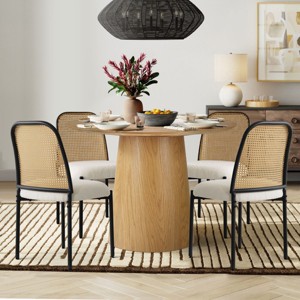 Rattan Boucle Dining Chairs Set Of 6,Cane Dining Chair Set Of 6，Upholstered Boucle Dining Chair With Rattan Cane Dining Chair Under $100-Maison Boucle - 1 of 4