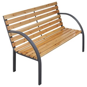 Garden Bench Natural wood, grey Solid fir wood, steel Medium - 1 of 4