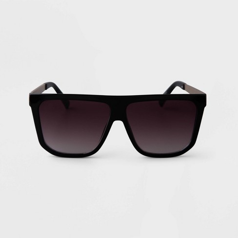 Women's Plastic Square Shield Sunglasses - A New Day™ Black : Target