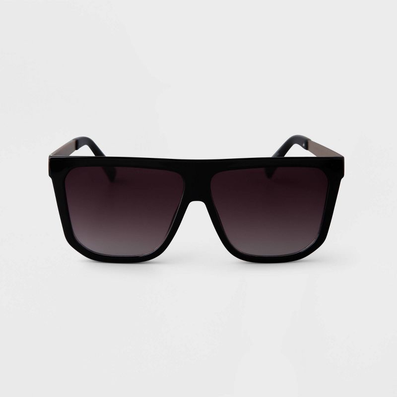 Women&#39;s Plastic Shield Sunglasses - A New Day&#8482; Black, 1 of 3