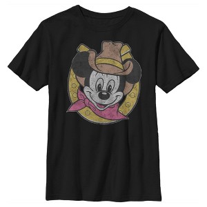Boy's Disney Mickey Mouse Cowboy Distressed T-Shirt - 1 of 4