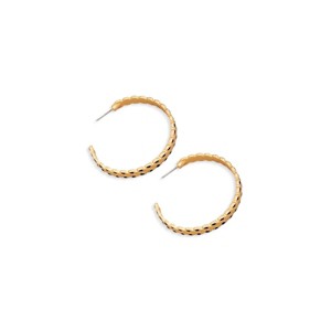 Slickblue Women's Fashion Earrings, Coated Leaf Chevron Hoops, Casual Everyday Style, Gold Tone, Black, 2" - 1 of 4