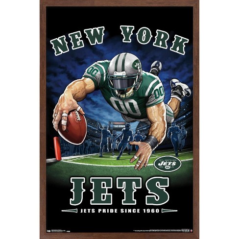 Trends International NFL New York Jets - End Zone 17 Framed Wall Poster Prints Mahogany Framed Version 14.725' x 22.375'