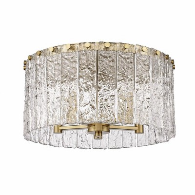 Modern Gold and Glass Textured Flush Mount Ceiling Light