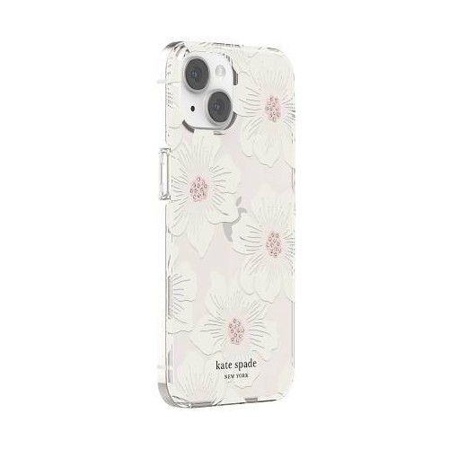 Kate Spade New York Apple iPhone 14/iPhone 13 Protective Hardshell Case - Hollyhock Floral with Stones