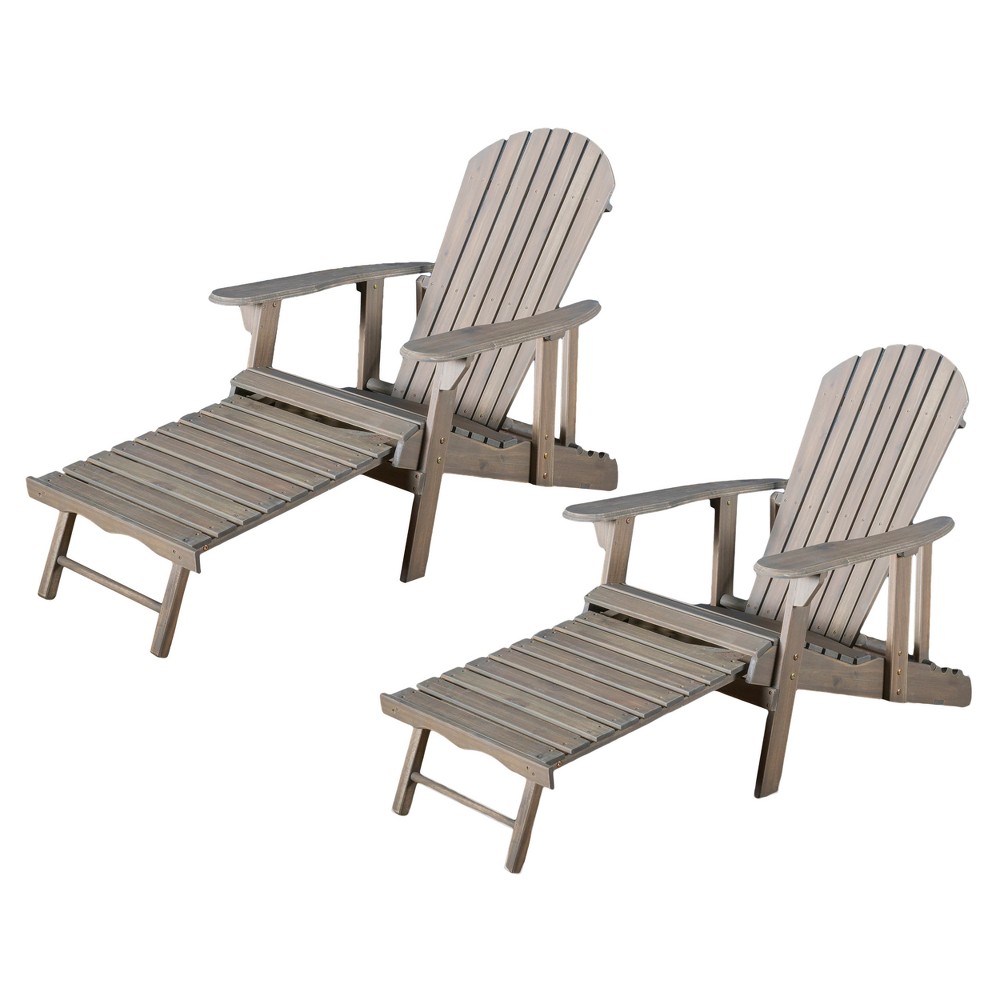 Photos - Garden Furniture Hayle 2pk Wood Reclining Adirondack Chair with Footrest - Gray - Christoph