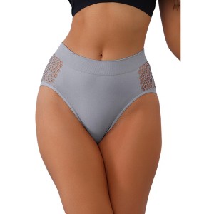 Allegra K Women's Mid-Waisted Full Coverage Waist Hollow Flatten Tummy Briefs - 1 of 4
