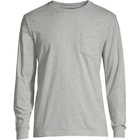 Lands' End Men's Big Super-t Long Sleeve T-shirt With Pocket - 4x Big -  Gray Heather : Target