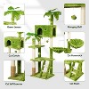 65in Tall Cat Tree with Leaves, Green Cat Tower with Scratching Post,Hanging Hammock,Cozy Perch - 2 of 4