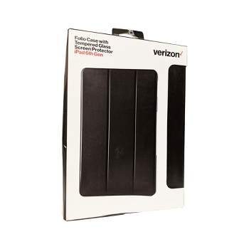 Verizon Folio Case & Tempered Glass Bundle for iPad 9.7(5th/6th Gen) - Black