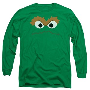 Men’s Sesame Street Oscar The Grouch Face Long Sleeve T-Shirt - 1 of 4