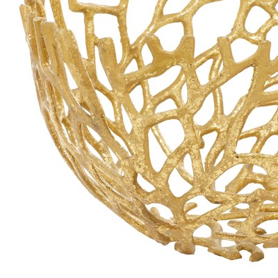 Coastal Gold Aluminum Vine Decorative Bowl Set - 14"x9"