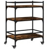 vidaXL Kitchen Trolley Smoked Oak 25.6 in.x15.7 in.x34.1 in. Engineered Wood - 2 of 4