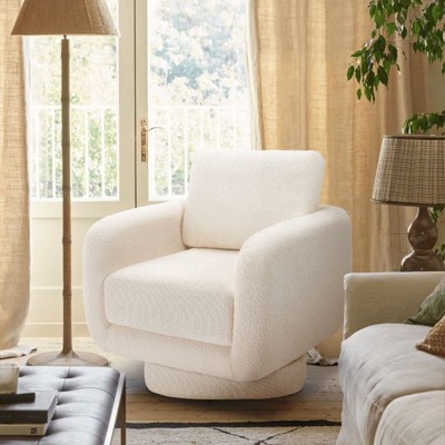 Swivel Accent Chairs for Living Room, 32Inches Wide Upholstered Armchair with Plush Back Pillow, Modern Sofa Corner Barrel Chair