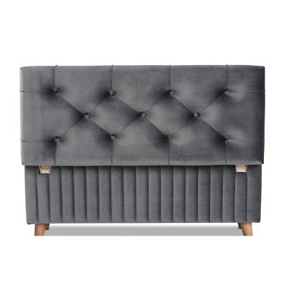 Hanley Grey Velvet Upholstered Wood Storage Ottoman