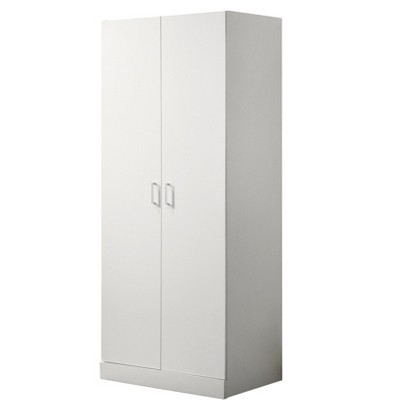 VYNXARI 29.5" White Double Door Wardrobe Cabinet Armoire with Shelf and Hanging Rod,Storage Cabinets with doors and shelves