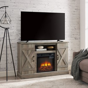 Farmhouse Classic Media TV Stand Antique Entertainment Console with 18" Electric Fireplace Insert for TV up to 50" - 1 of 3