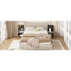 Okak Floating Platform Bed Frame with Bedside Nightstand Bed with LED Lights Strong Wood Slats No Springs Required Easy to Assemble - 3 of 4