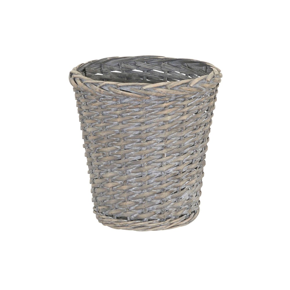 Photos - Barware Household Essentials Wicker Waste Basket Gray