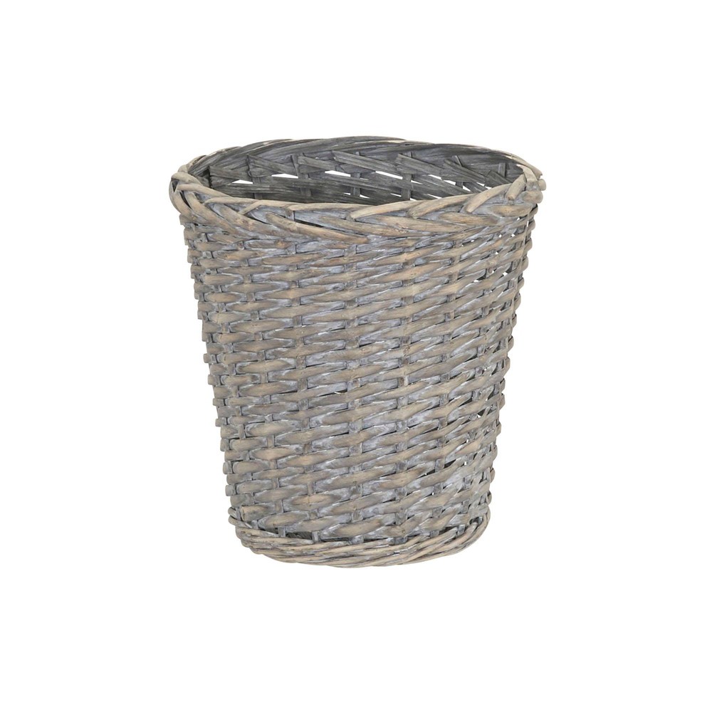 Photos - Waste Bin Household Essentials Wicker Waste Basket Gray: Indoor Trash Can, Small Bathroom Trash Basket, Open Top, 13.9L Capacity