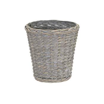 Household Essentials Wicker Waste Basket Gray