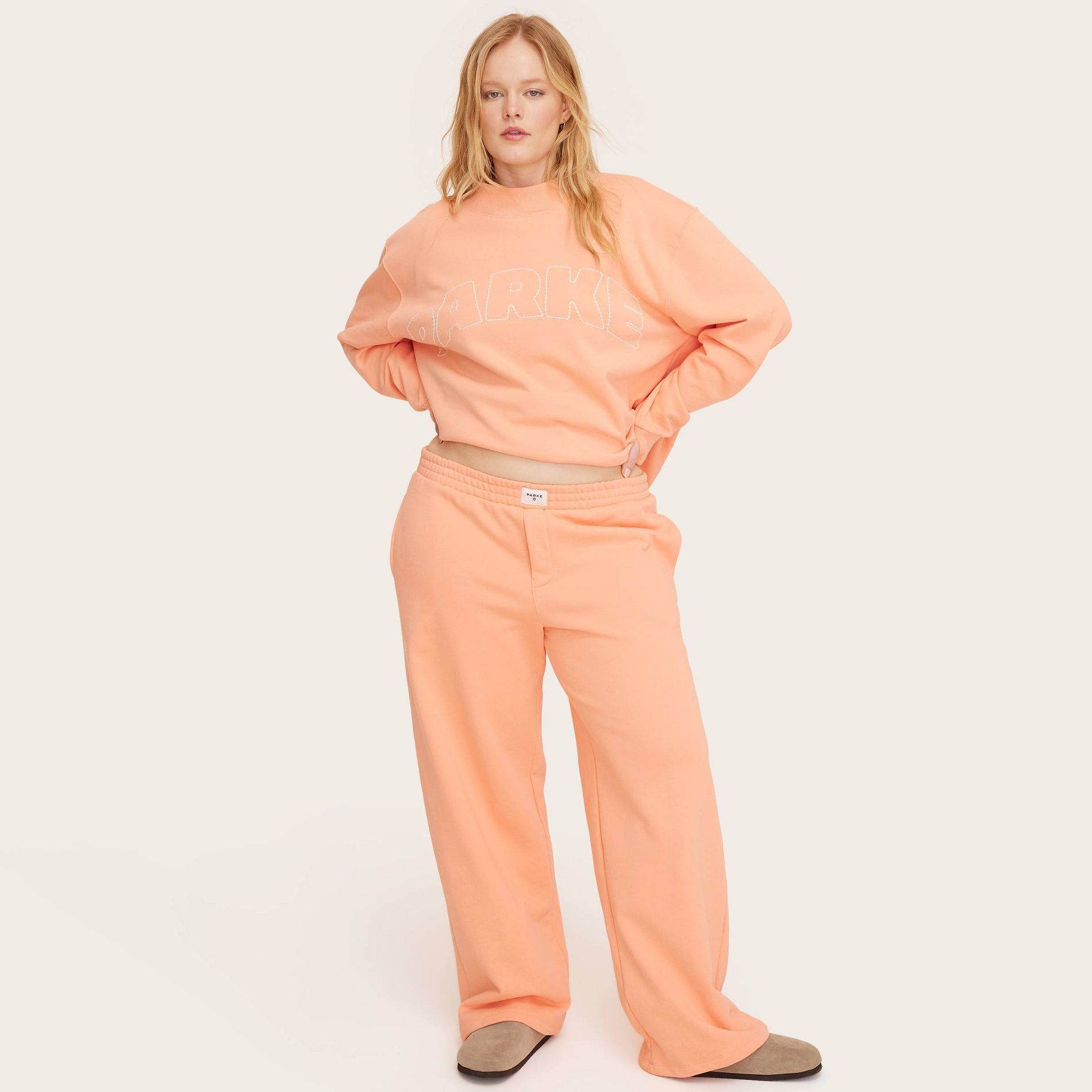 Women's High-Rise Boxer Sweatpants - Parke x Target Peach Orange