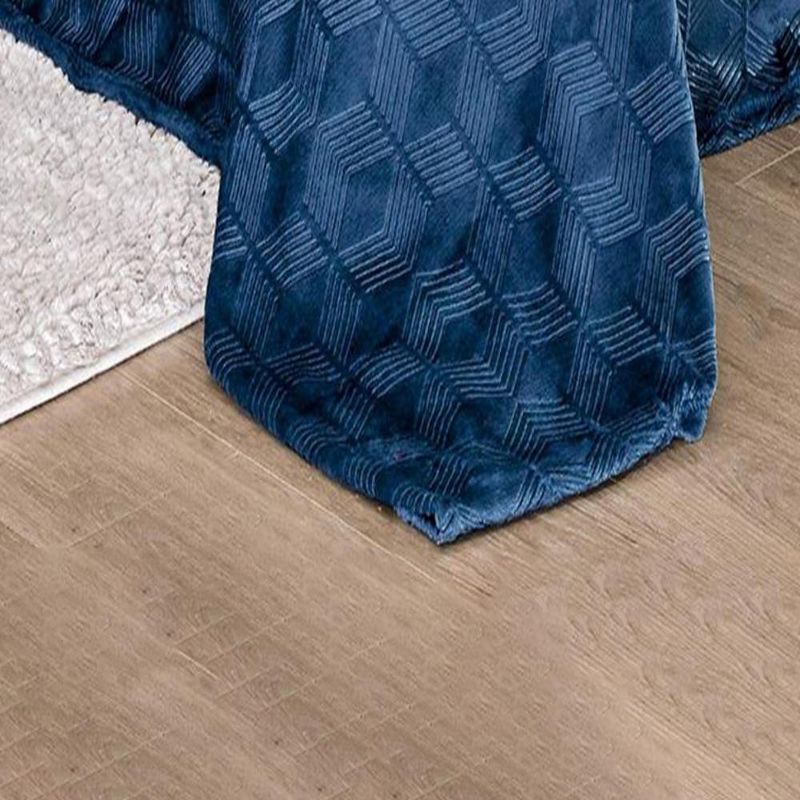 Amrani Bedcover Embossed Blanket Soft Premium Microplush Navy by Plazatex, 2 of 4
