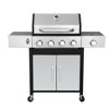 4-Burner Propane Gas BBQ Grill with Side Burner, 46790BTU Output With Enameled Cast Iron Cooking Grids For Outdoor Barbecue, Stainless Steel - 4 of 4