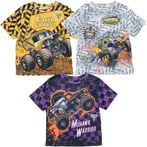 Monster Jam Grave Digger El Toro Loco Megalodon Truck 3 Pack T-Shirts Little Kid to Big - 1 of 4