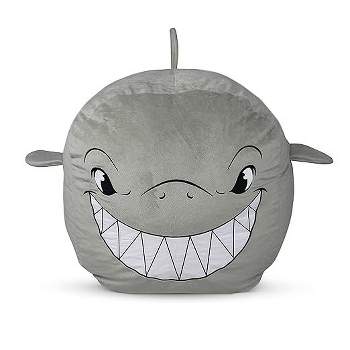 Bins & Things Shark Bean Bag Chair Cover for Kids, Gray