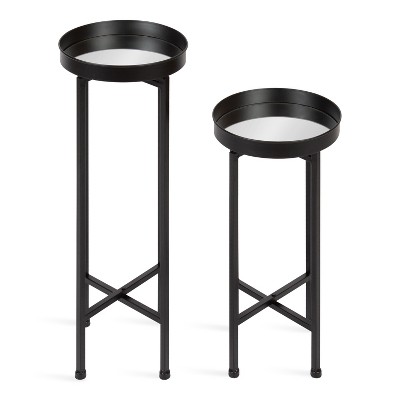 Celia Black Metal Foldable Tray Table Set, 2 Piece