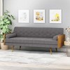 Adelaide Mid-Century Modern Tufted Sofa with Rolled Accent Pillows, Gold-Tipped Rubberwood Legs & Diamond Stitching - 2 of 4