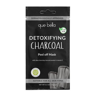 Que Bella Detoxifying Charcoal Peel off Mask - 0.5oz: Paraben-Free, Water-Based, Vegan, Multi Skin Type