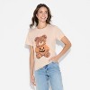 Women's Teddy Bear Pumpkin Short Sleeve Graphic Boyfriend T-Shirt - Beige - 2 of 3